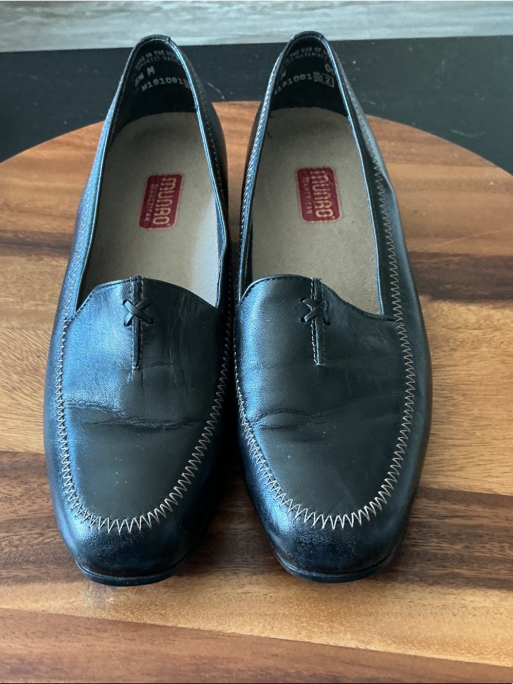 Munro American Lauren Black Kid Leather Slip-On Loafers 8.5